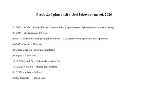 Plán akcií 2026
